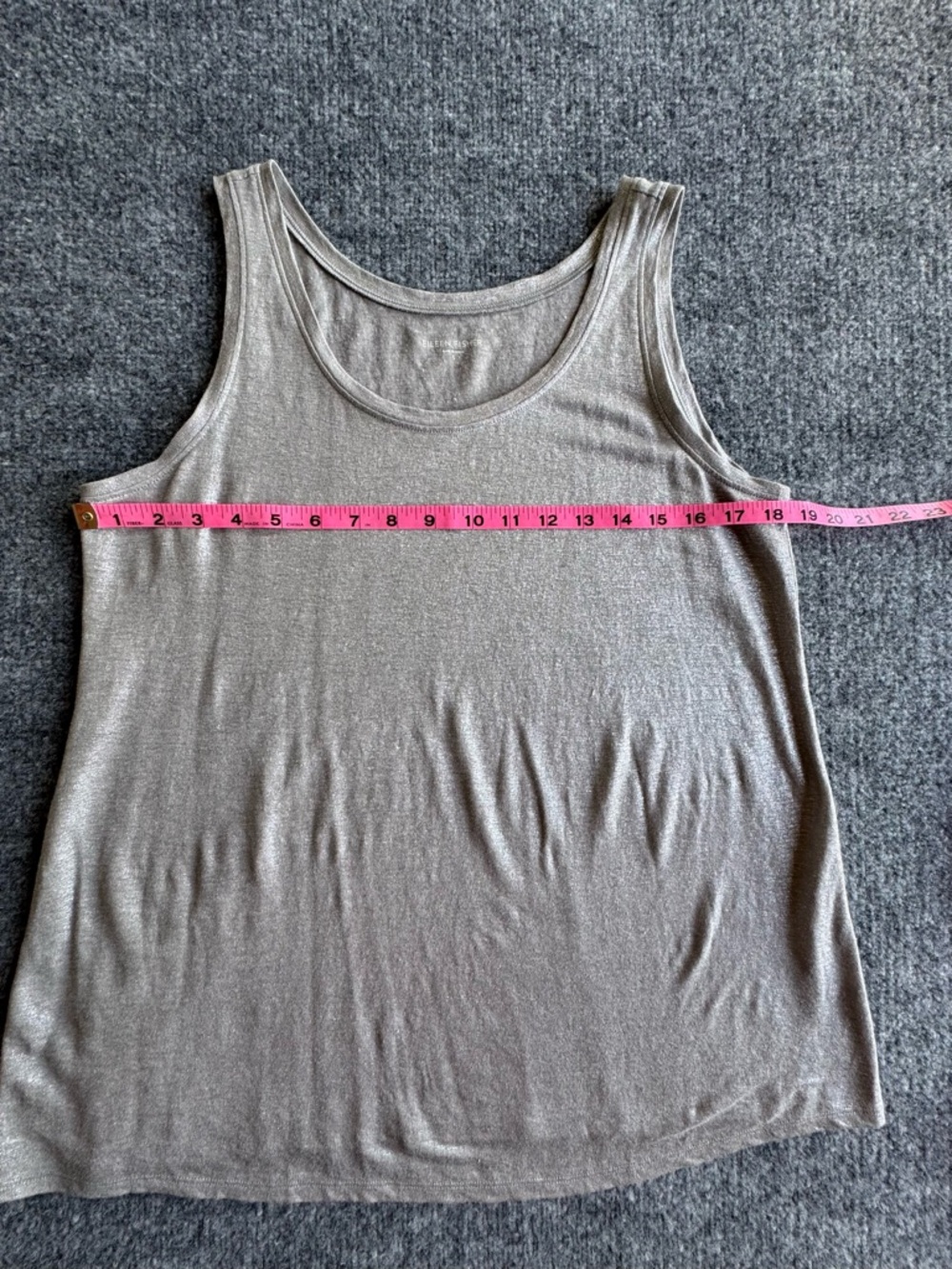 Eileen Fisher 100% Linen Metallic Silver Shimmer Tank Top Womens SMALL - Picture 6 of 7